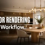 Blog thumbnail explaining what is rendering in interior design with text overlay and photorealistic dining room render