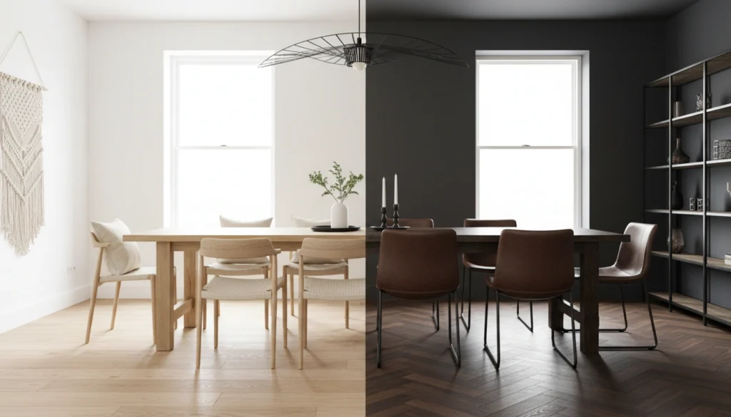 side by side interior design options shown using 3D renders
